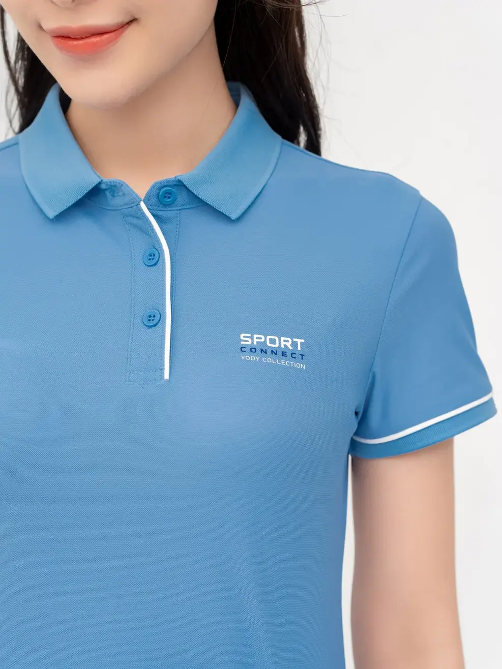 Polo Thể Thao Nữ  Airycool In Ngực Phối Màu - Xanh blue - M