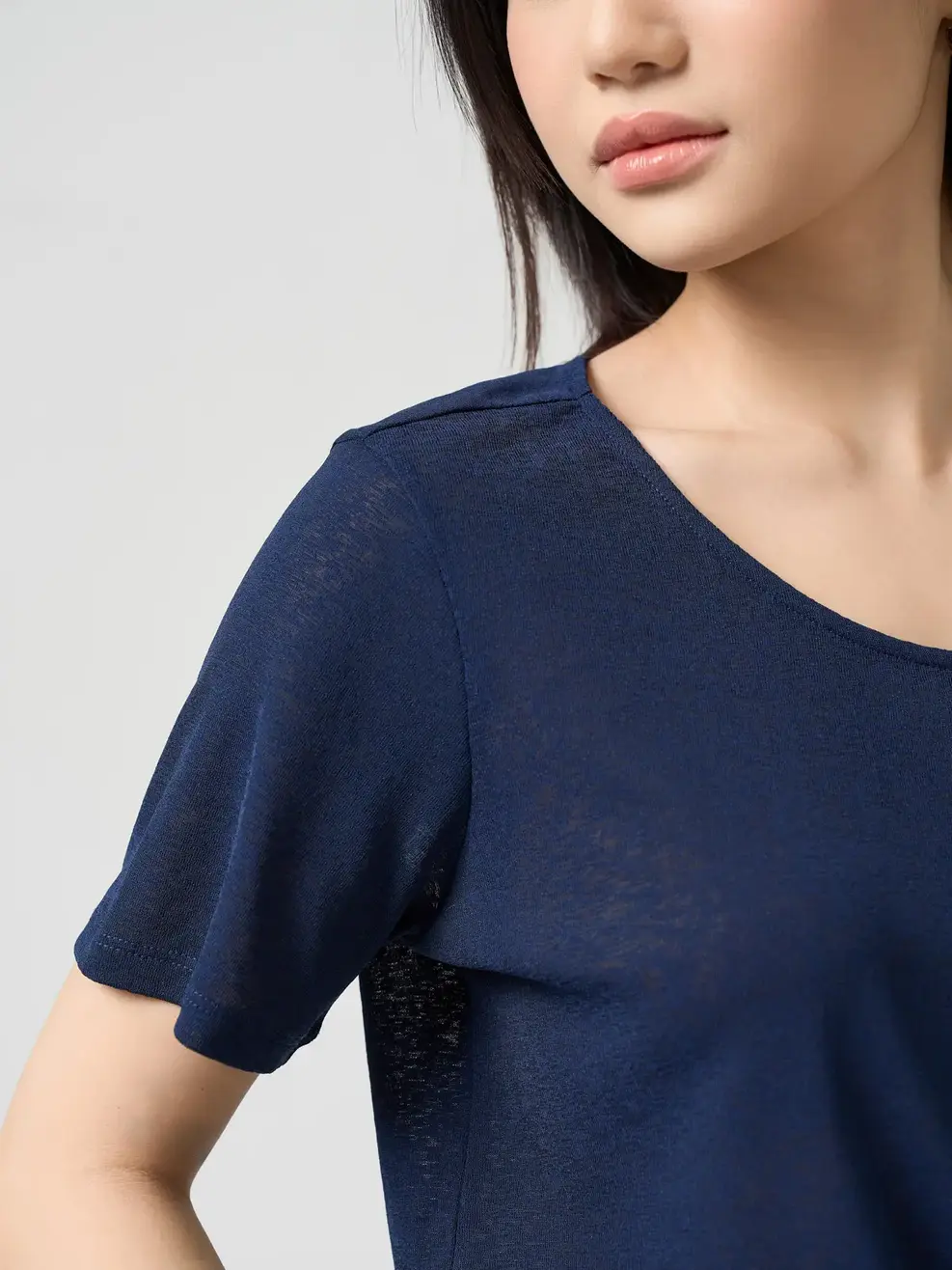 Áo Phông Cổ Rộng Dáng Suông - Navy 001 - M