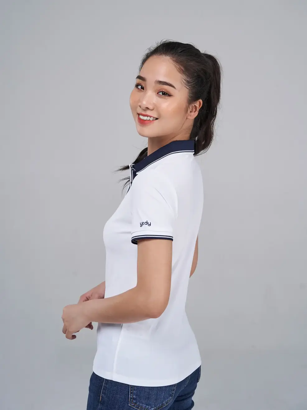 Áo Polo nữ Airycool nẹp bo - Trắng - L