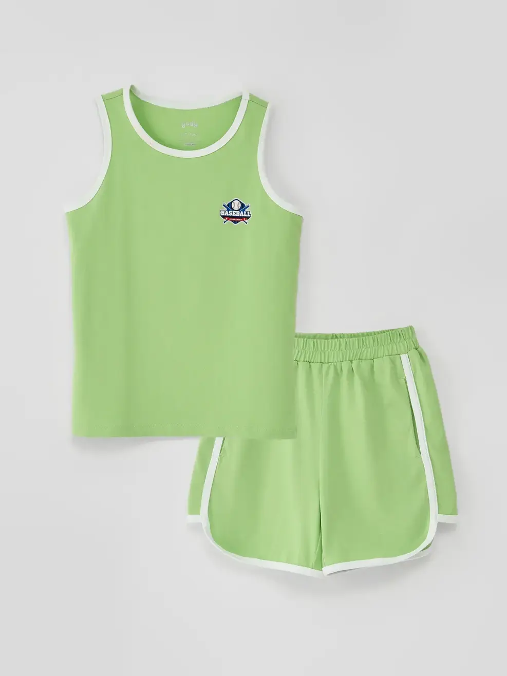 Đồ Bộ Kid Ba Lỗ Phối Viền - Xanh chuối - 2-3