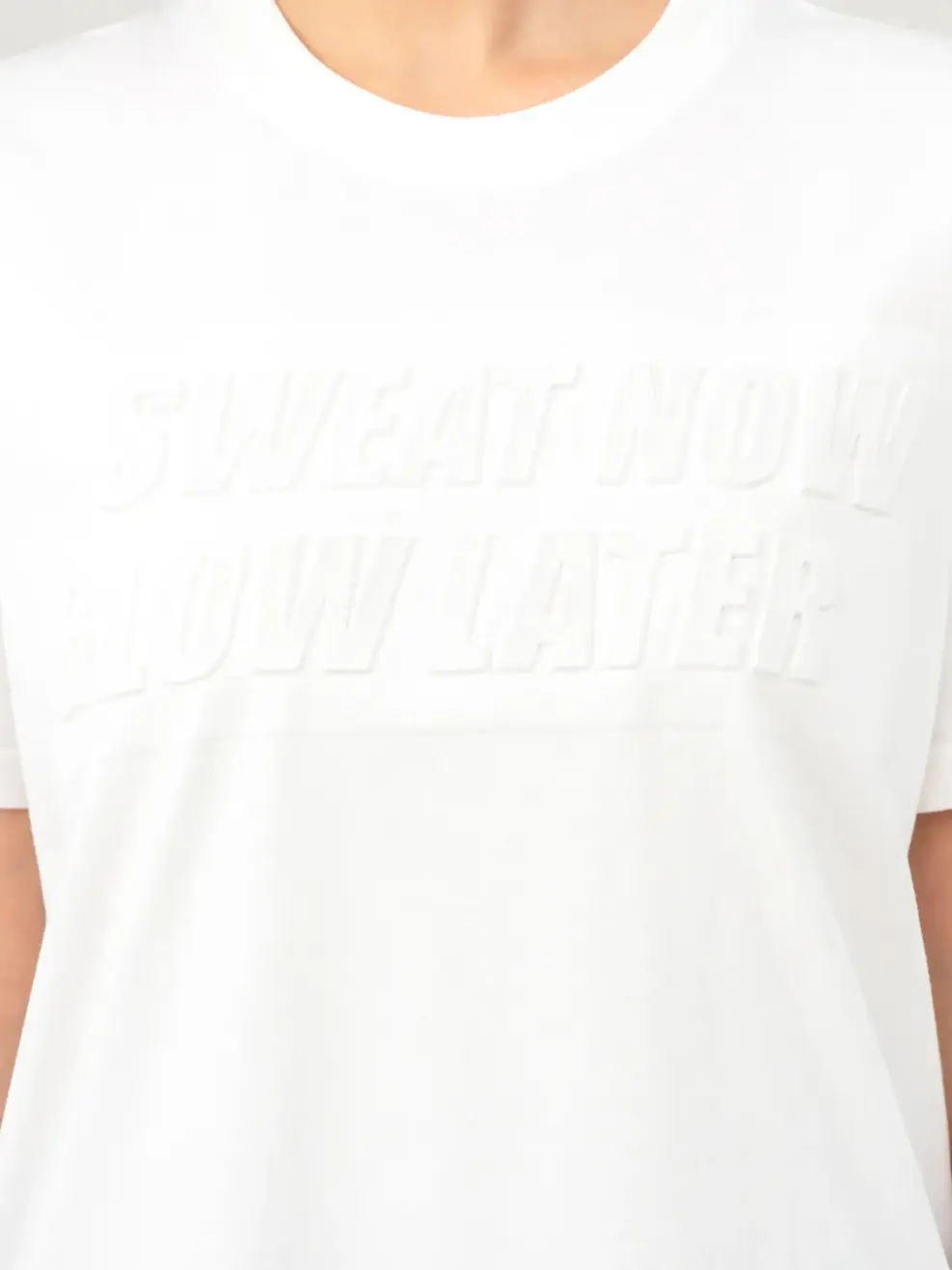 T-shirt Nữ From Rộng Dập Chữ Nổi Cotton Usa - Trắng 1 - S