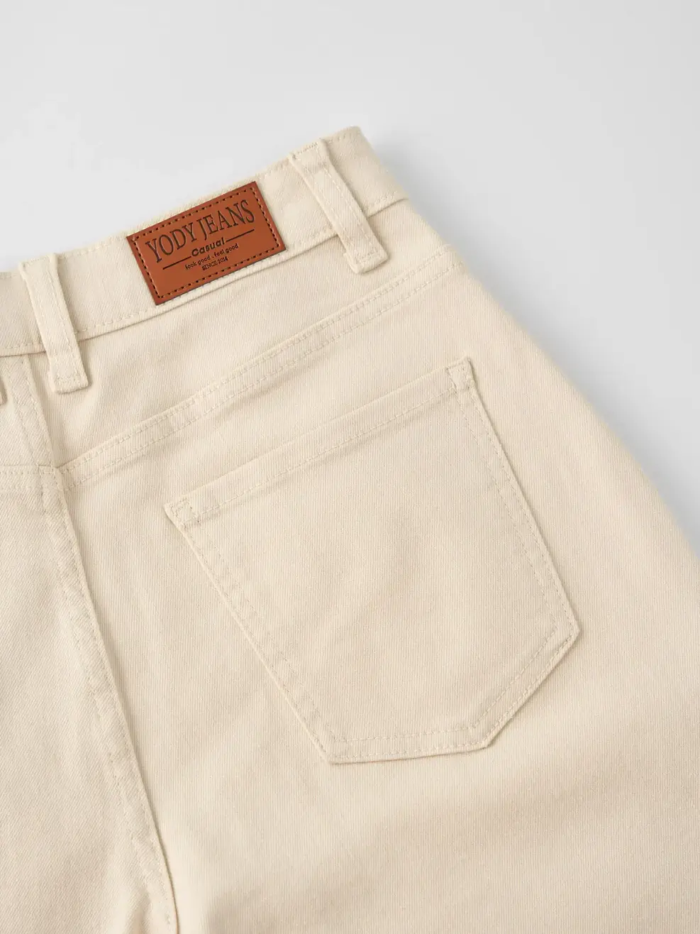 Quần Jeans Nhuộm Màu Baggy Xếp Ly - Beige 077 - 26