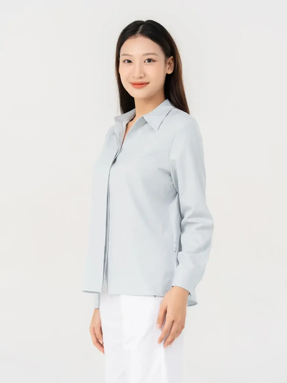 Sơ Mi Dài Tay Nữ Nano Dáng Suông - Xám nhạt - M