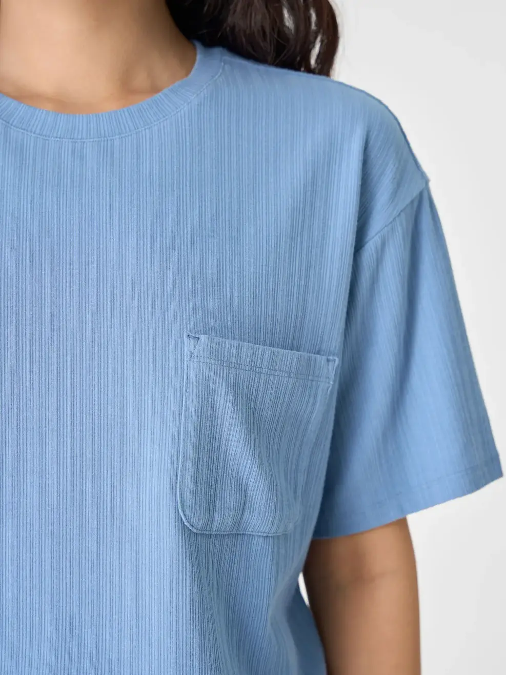 Áo Phông Dáng Suông Túi Ngực - Xanh 036 - S