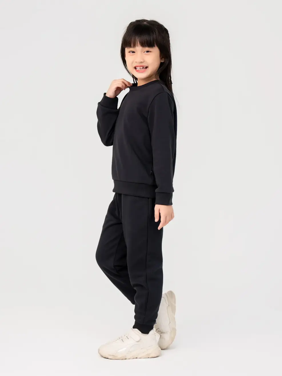 Đồ Bộ Kid Nỉ Da Cá Cơ Bản - Đen - 4