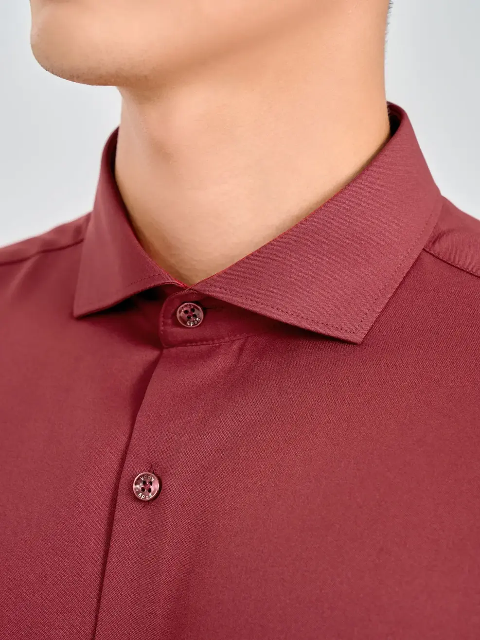 Sơ Mi Dài Tay Nam Nano Phối Cổ - Đỏ đậm - M