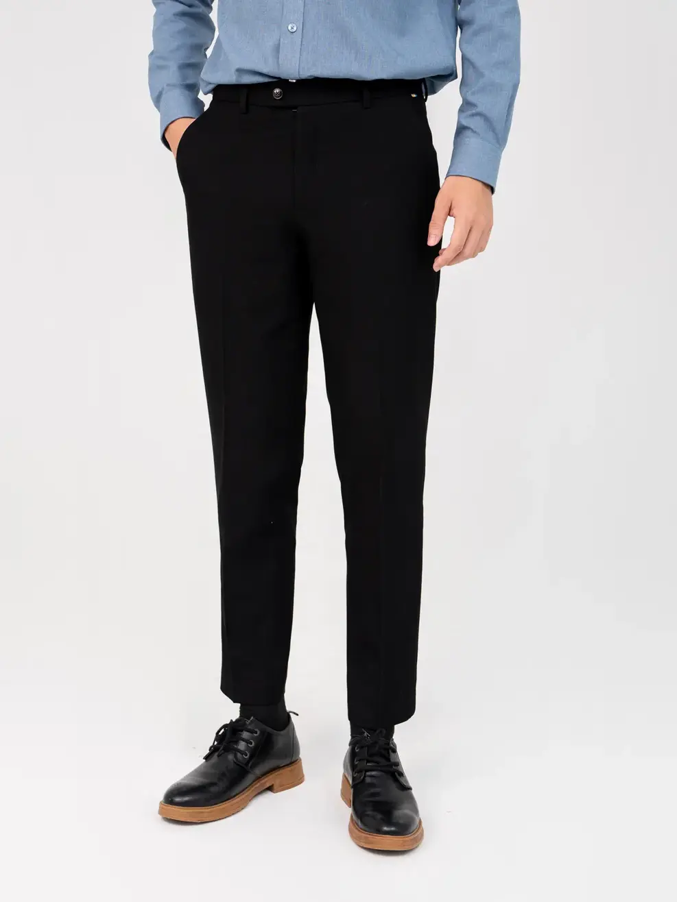 Quần Âu Nam Classic Phối Lé - Đen - 29