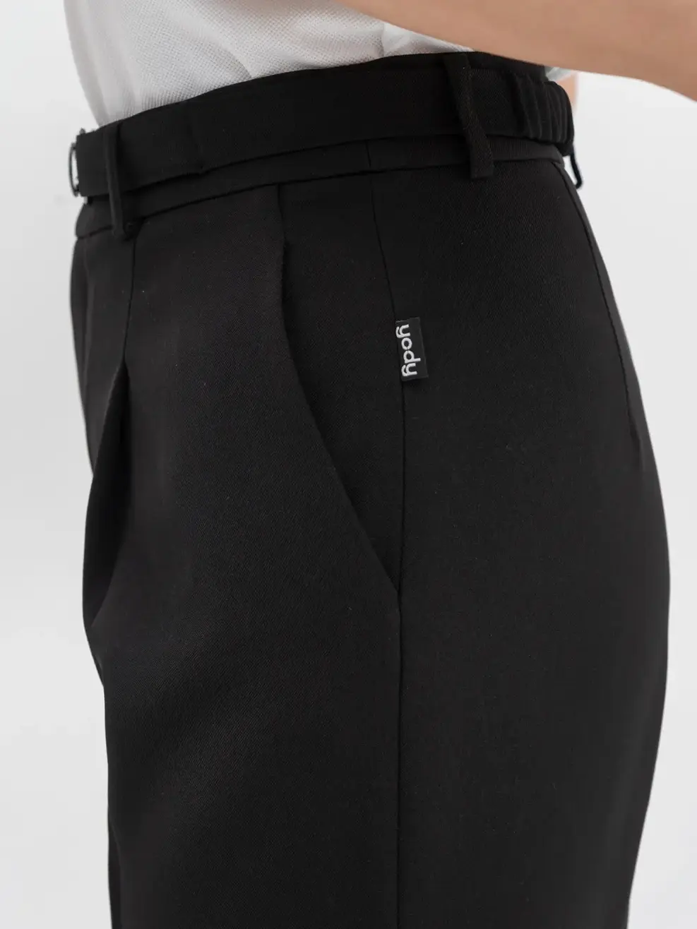 Quần Âu Nữ Baggy Dây Lưng Mặt Đai Chun - Đen - S