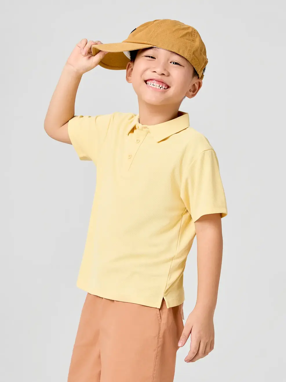 Áo Polo Kids Regular Cổ Ép Có Xẻ Tà -  Vàng 064 - 104