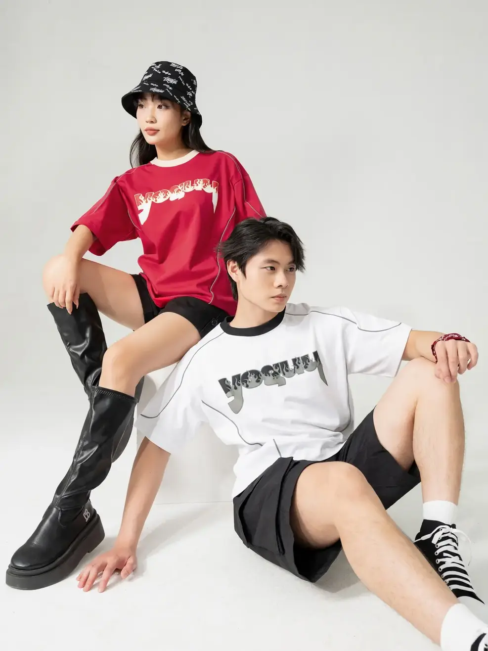 T-shirt Yoguu Phối Viền Phản Quang - Trắng - 0