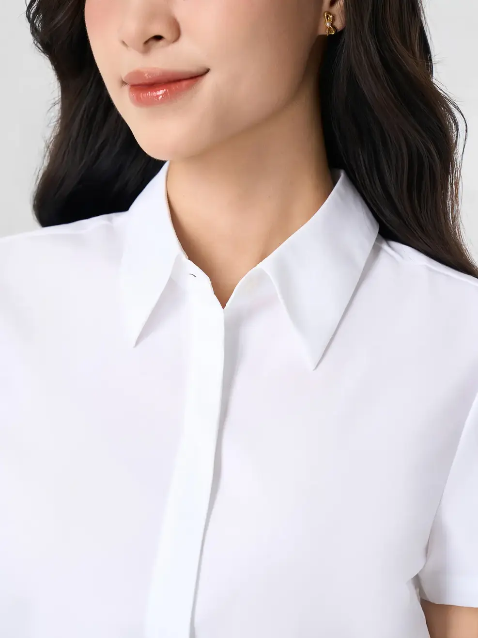 Áo Sơ-mi Ngắn Tay Nano Slim Fit Essential - Trắng 001 - S