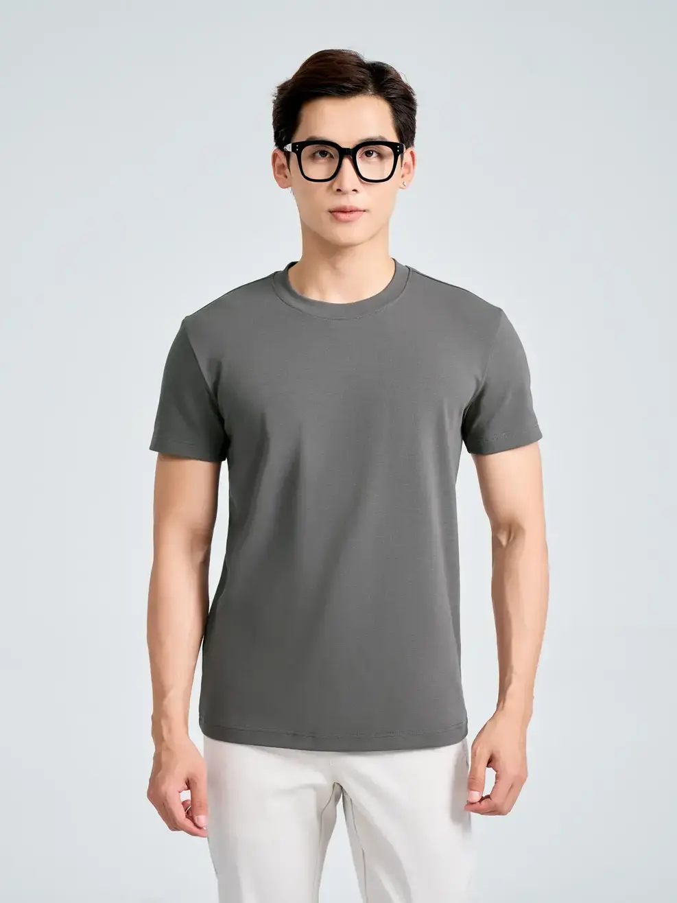 Áo Phông Nam Slimfit Thun Rib Cotton Mềm (TSM7188) - Than chì 007 - 2XL