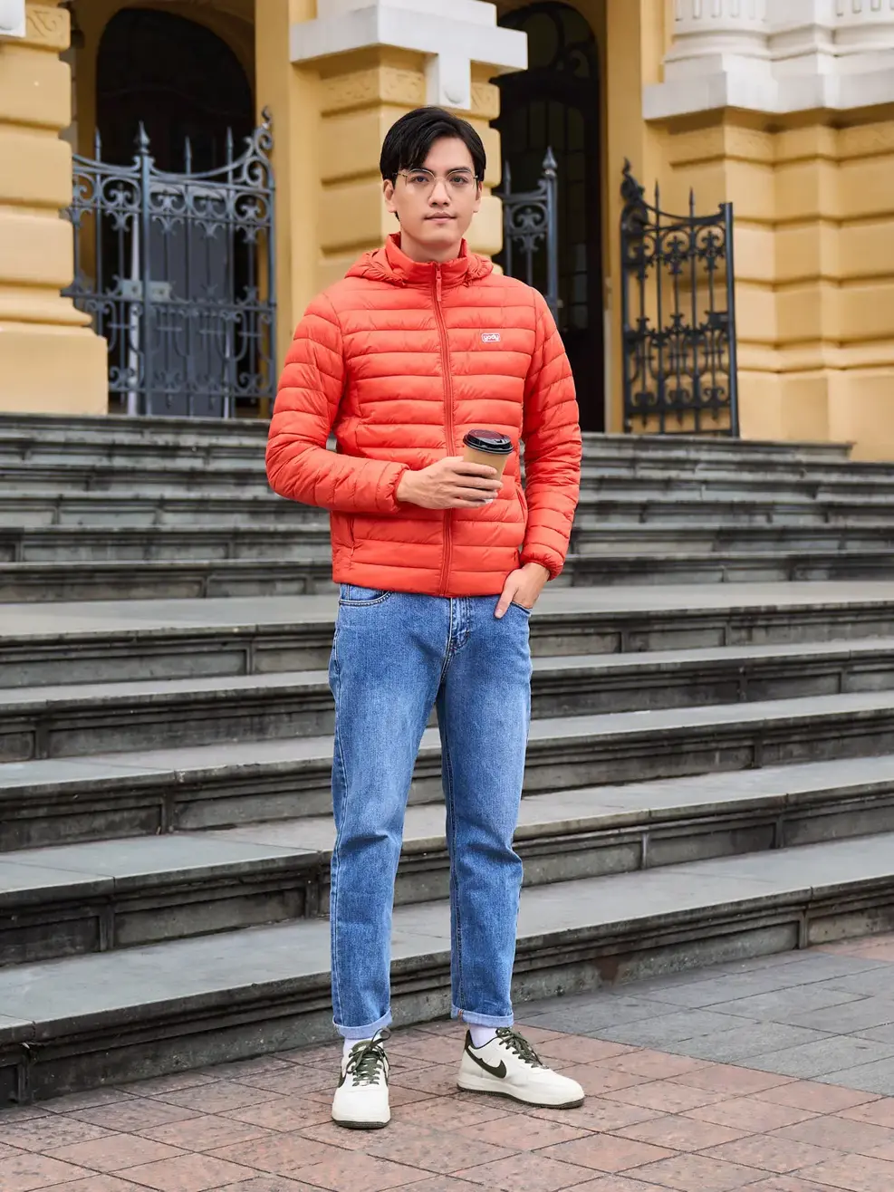 Áo phao nam Yody siêu nhẹ - Cam - M