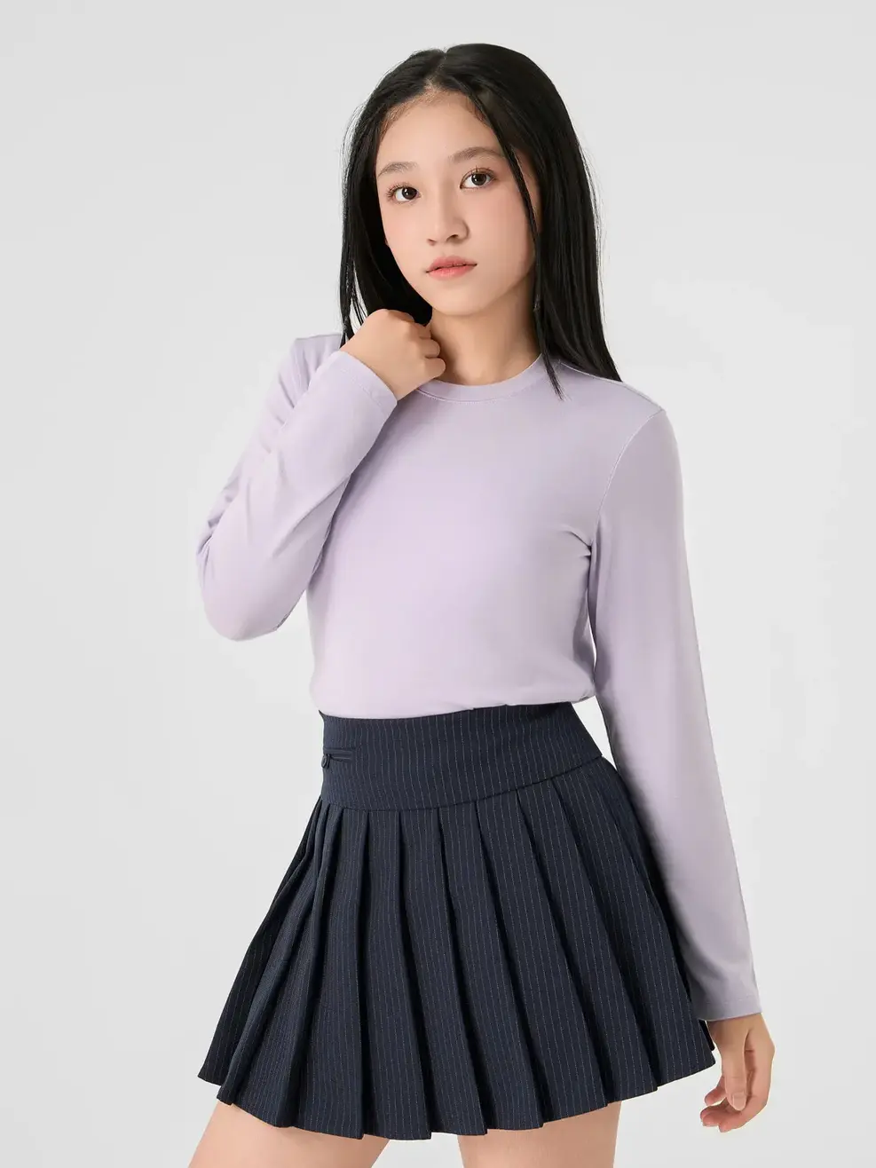 Áo CozyFit trẻ em giữ nhiệt cổ tròn- Tím 057 - 164