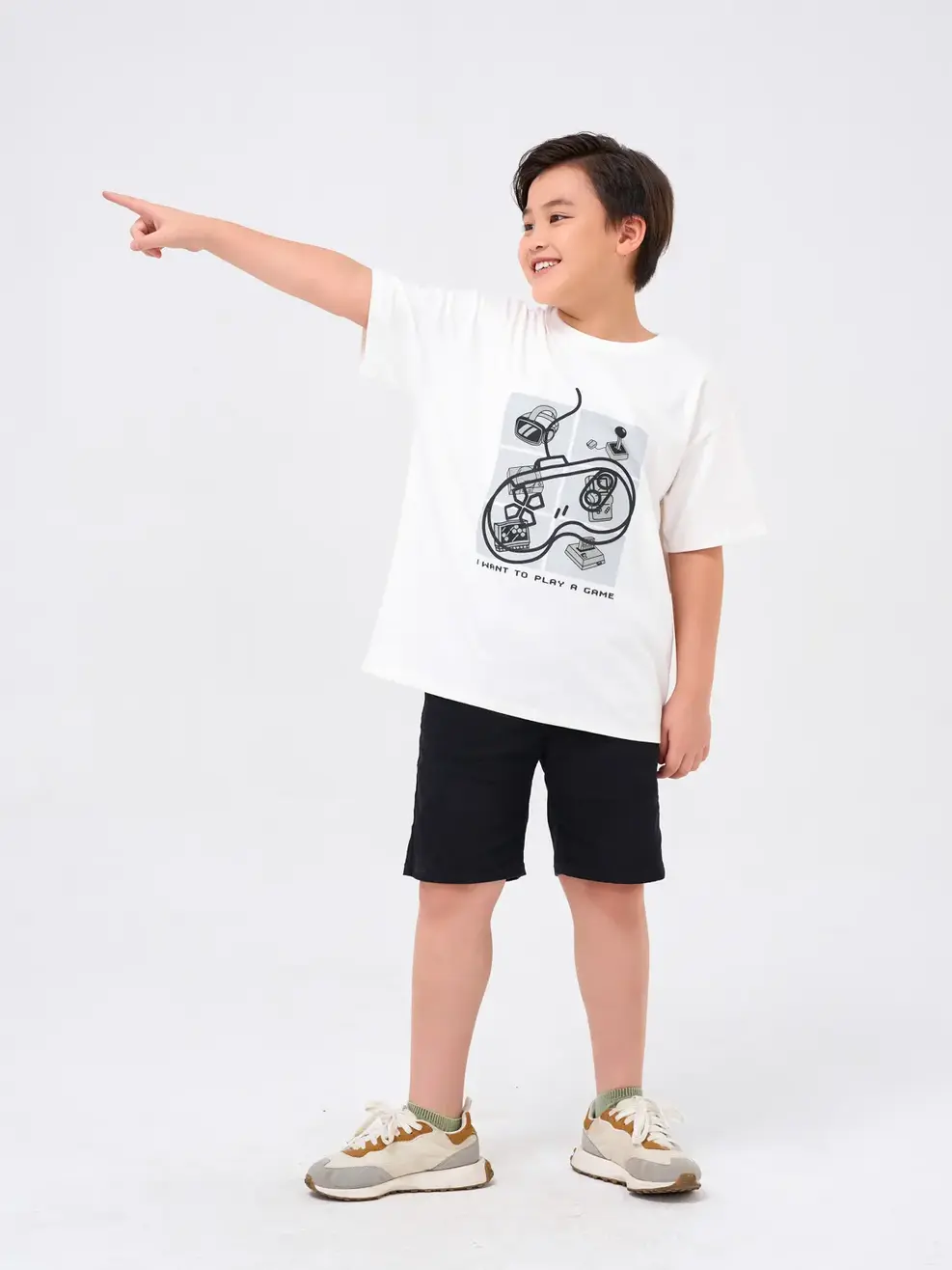 T-shirt kid bé trai lớn in play game 2 - Trắng - 12