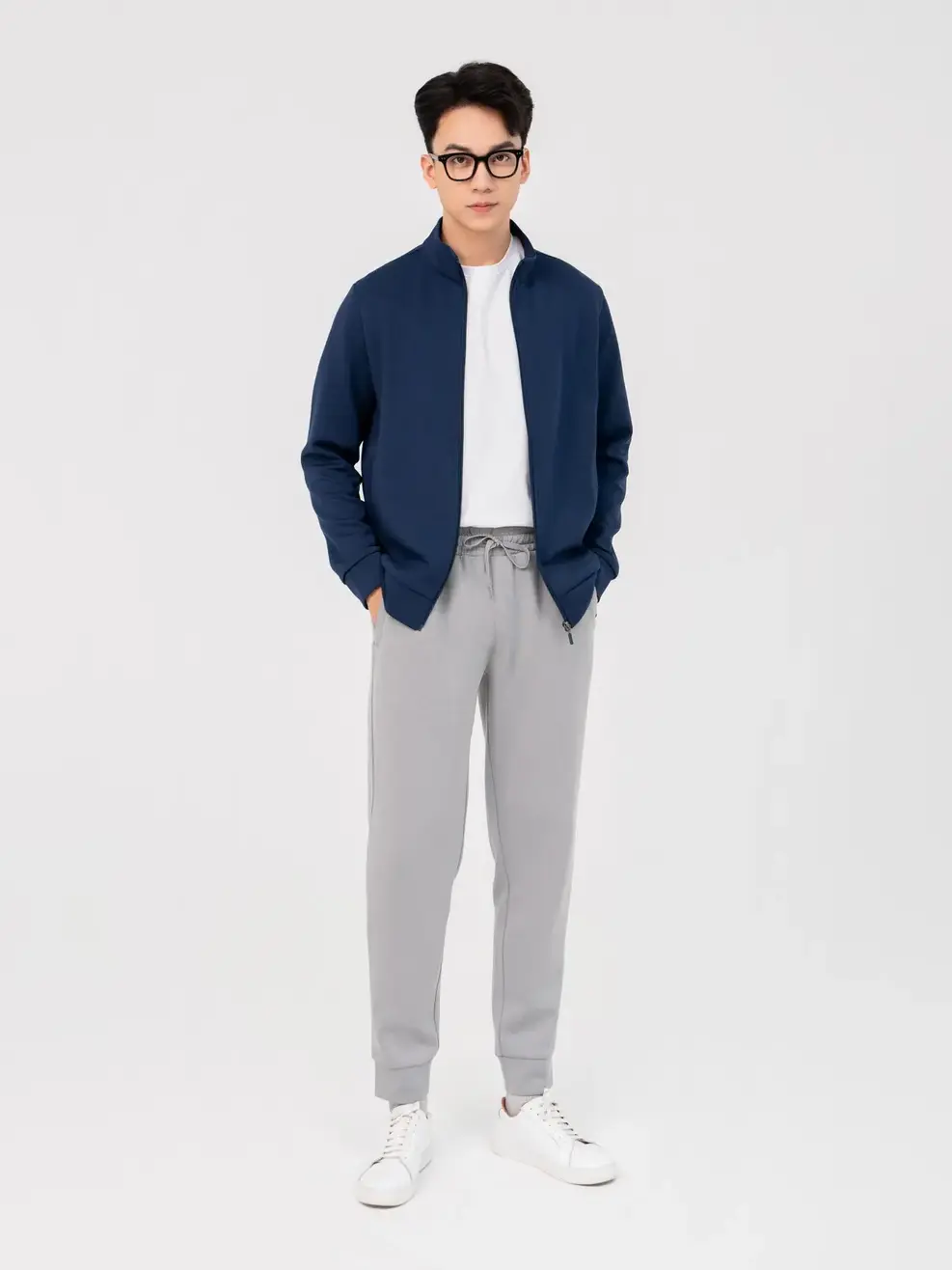 Quần Nỉ Thể Thao Nam Phối Cơi Túi - Ghi - 2XL