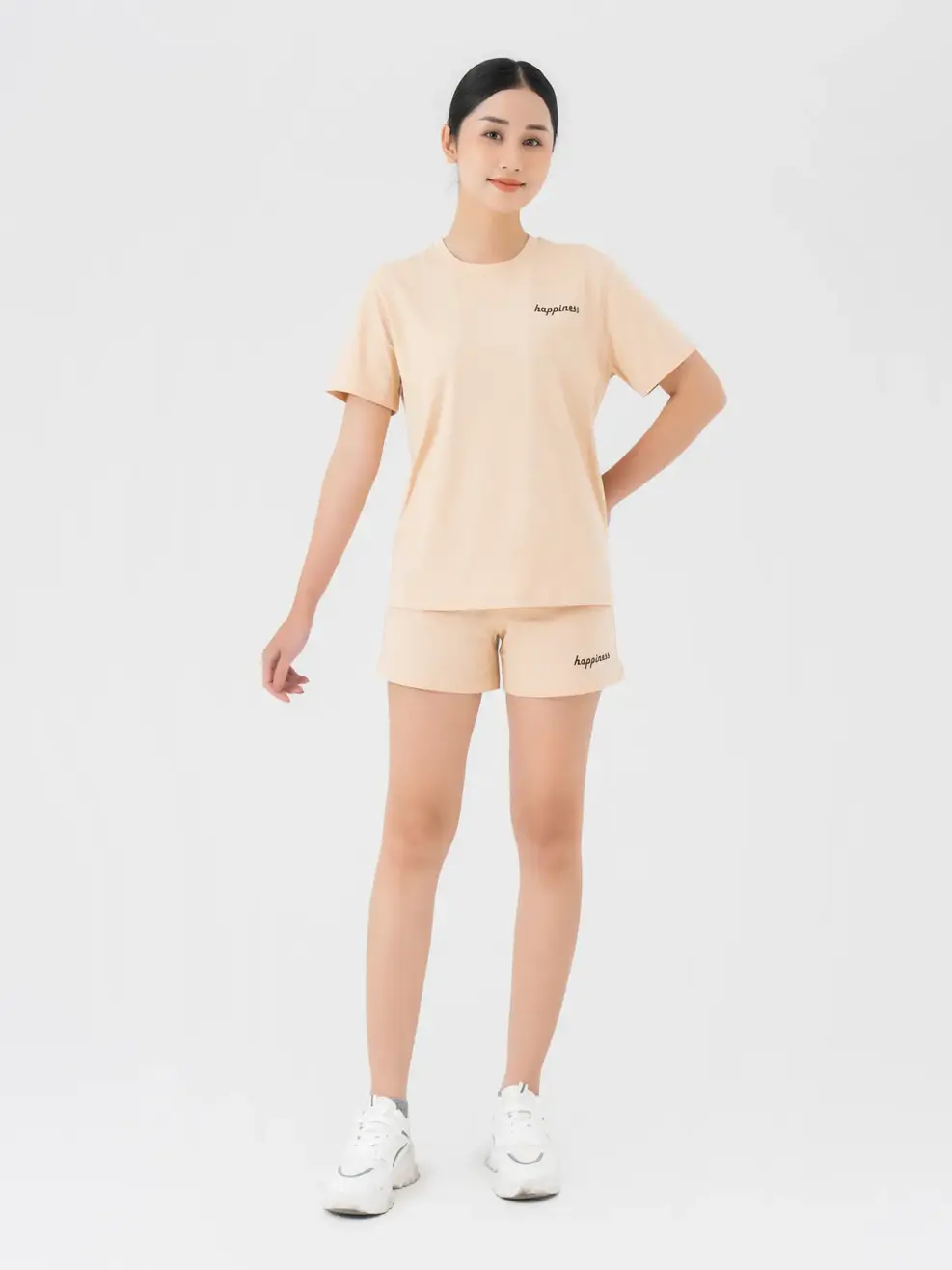 Đồ Bộ Nữ Dáng Suông In Happiness 100% Cotton - Be - L