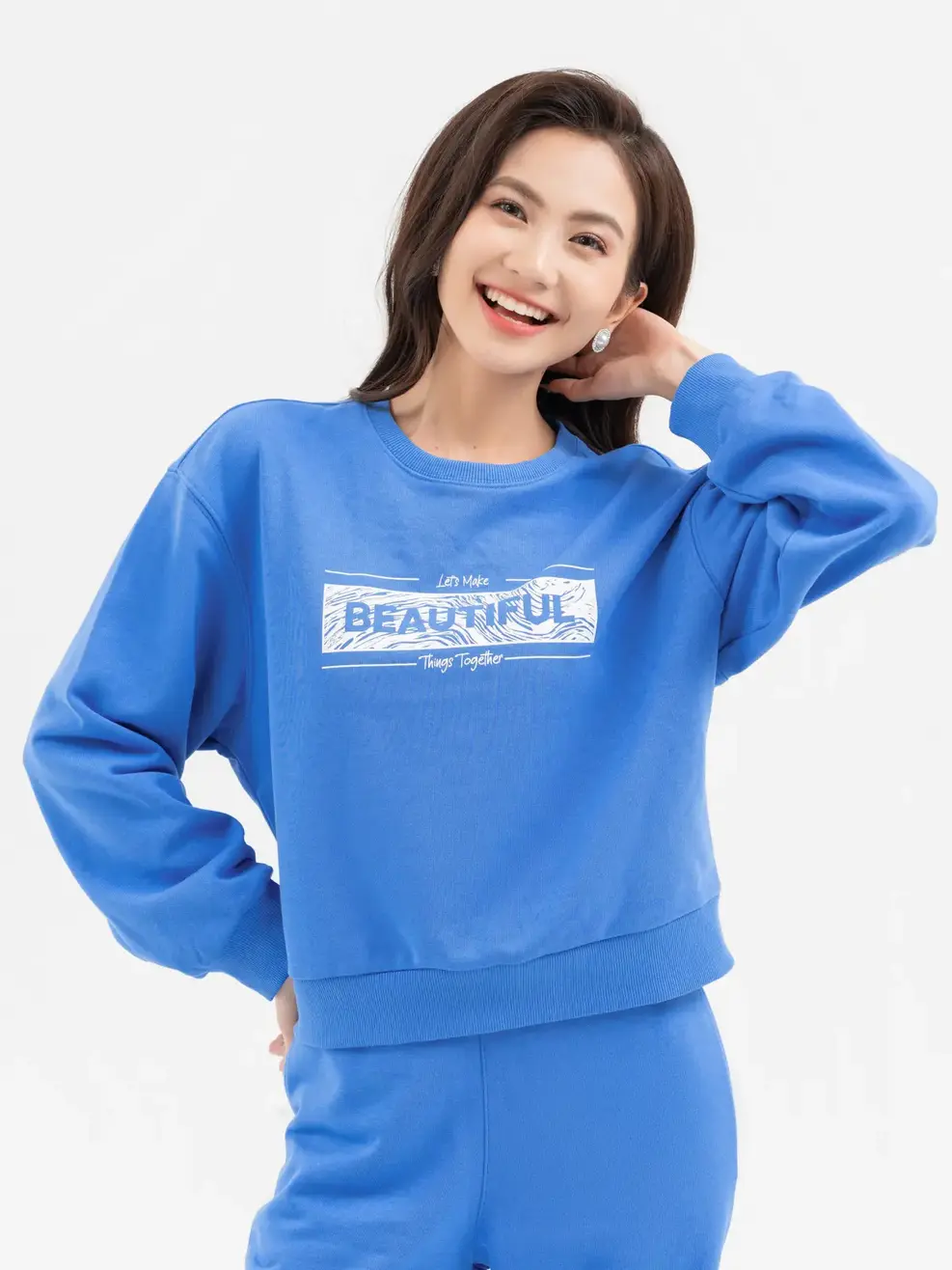 Bộ Đông Nữ Beautyfull Phối Quần - Xanh coban - S