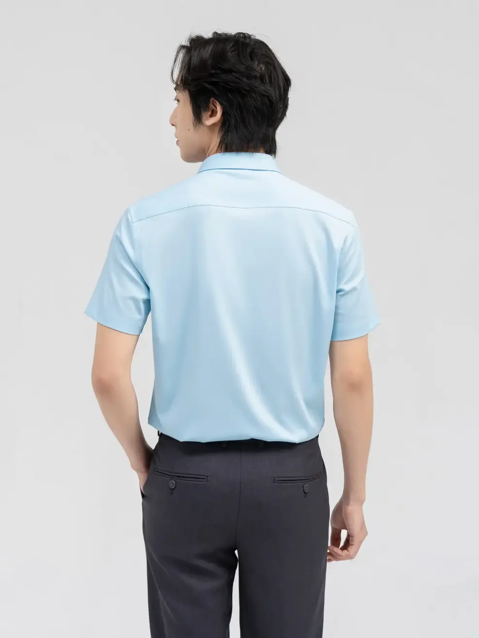 Sơ Mi Nam Cộc Tay Bạc Hà - Xanh lơ - M