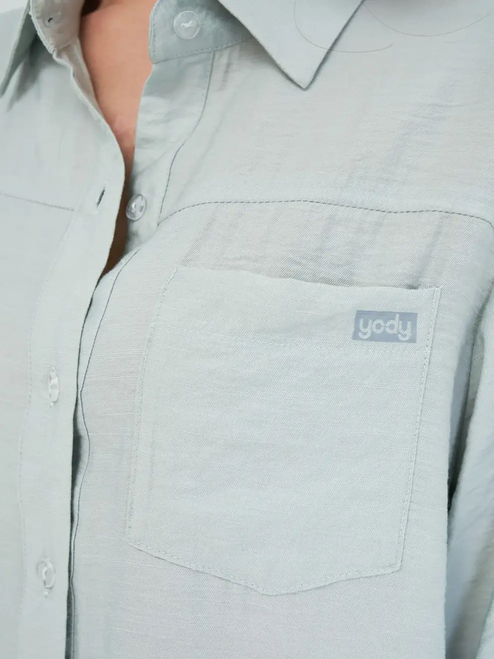 Sơ mi dáng rộng - Xanh - S