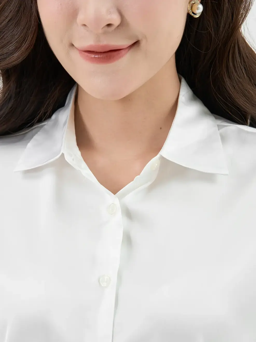 Sơ Mi Cộc Tay Nữ Vai Chờm Cổ Đức - Trắng - S