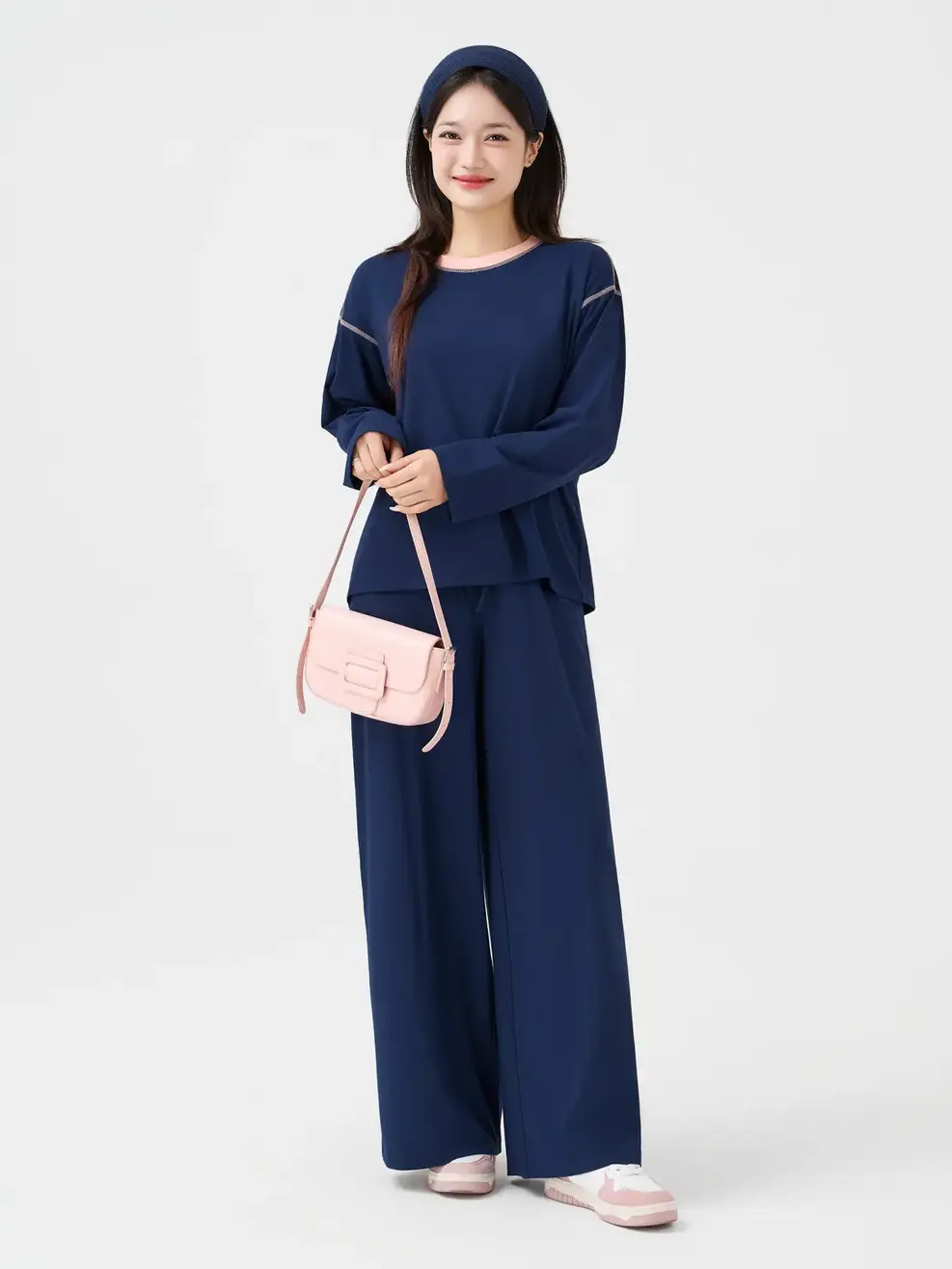 Bộ Đồ Nữ Dáng Suông Phối Màu - Tím Than 058 - XS