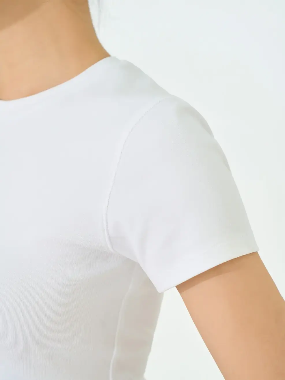 Áo Phông Nữ Crop top Thun Rib - Trắng 001 - S