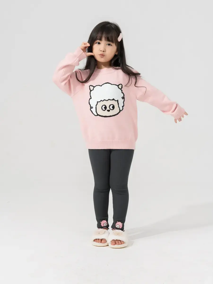 Quần Leging Kid Thêu Cừu - Xám - 2-3