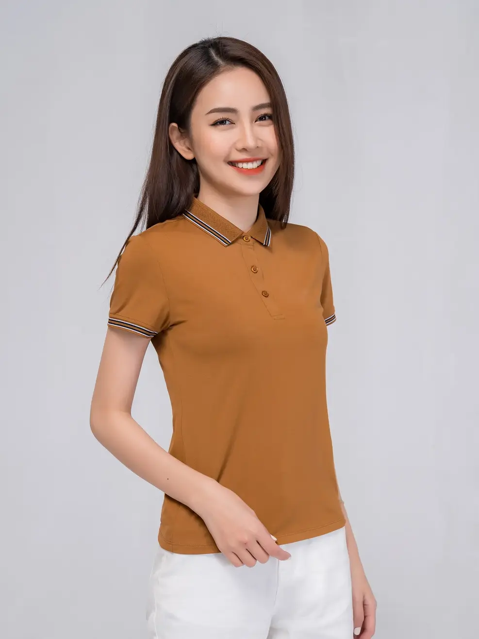 Áo polo nữ pima 4 - Nâu - S