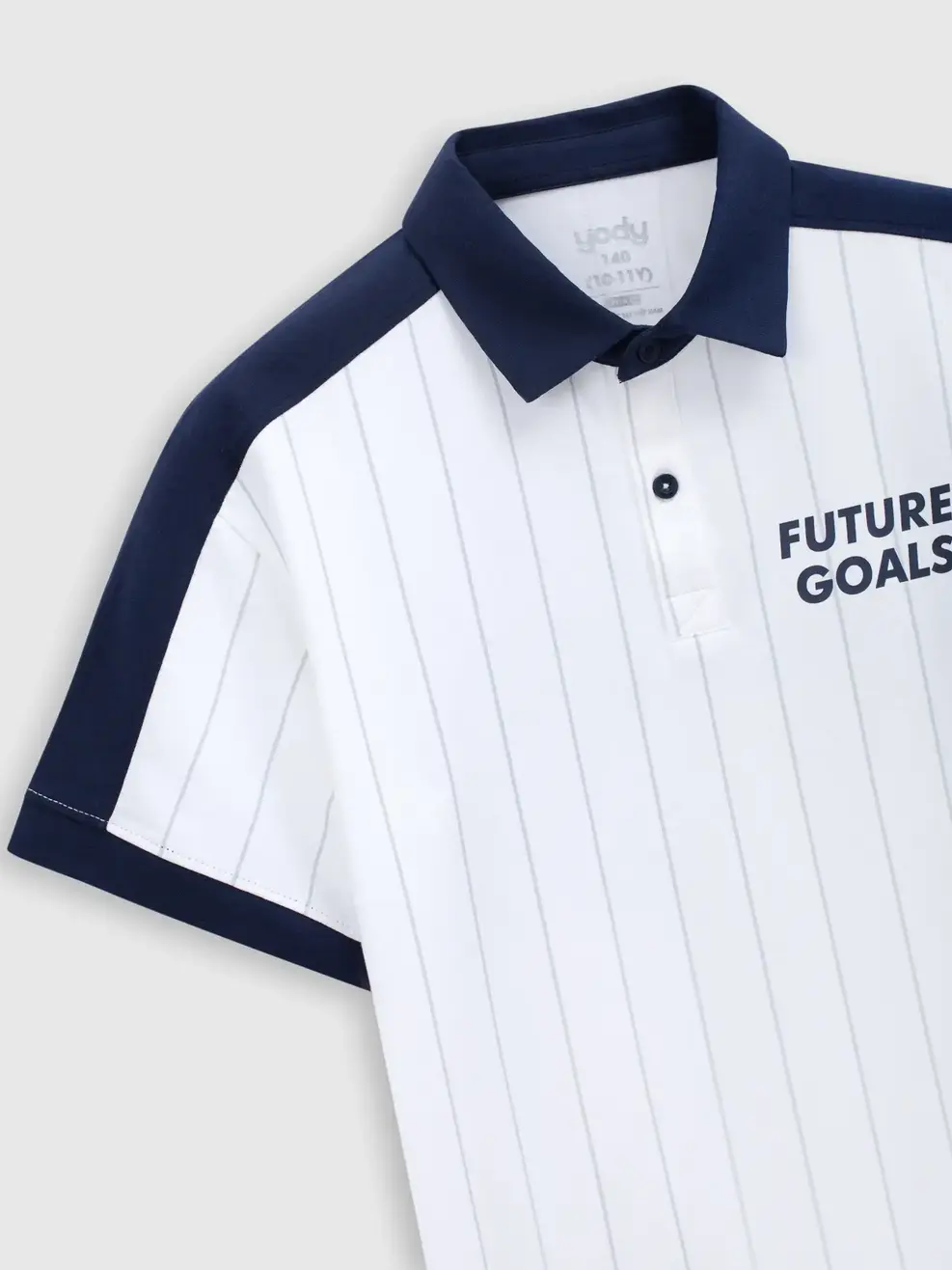 Áo Polo Kid Future Goals - Kẻ Trắng 067 - 140