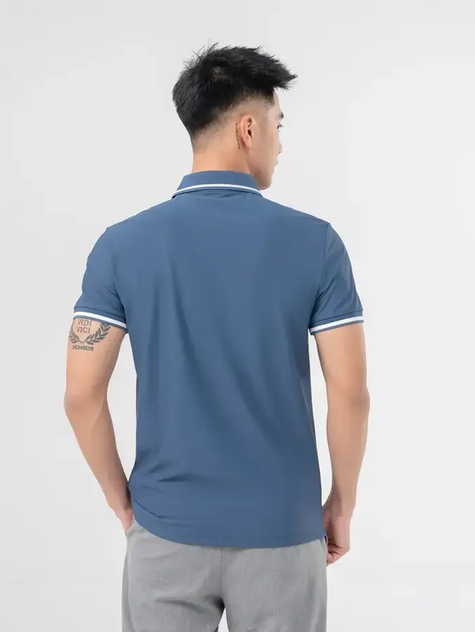 POLO THỂ THAO NAM PHỐI LÉ NỔI BẬT - Xanh than - M