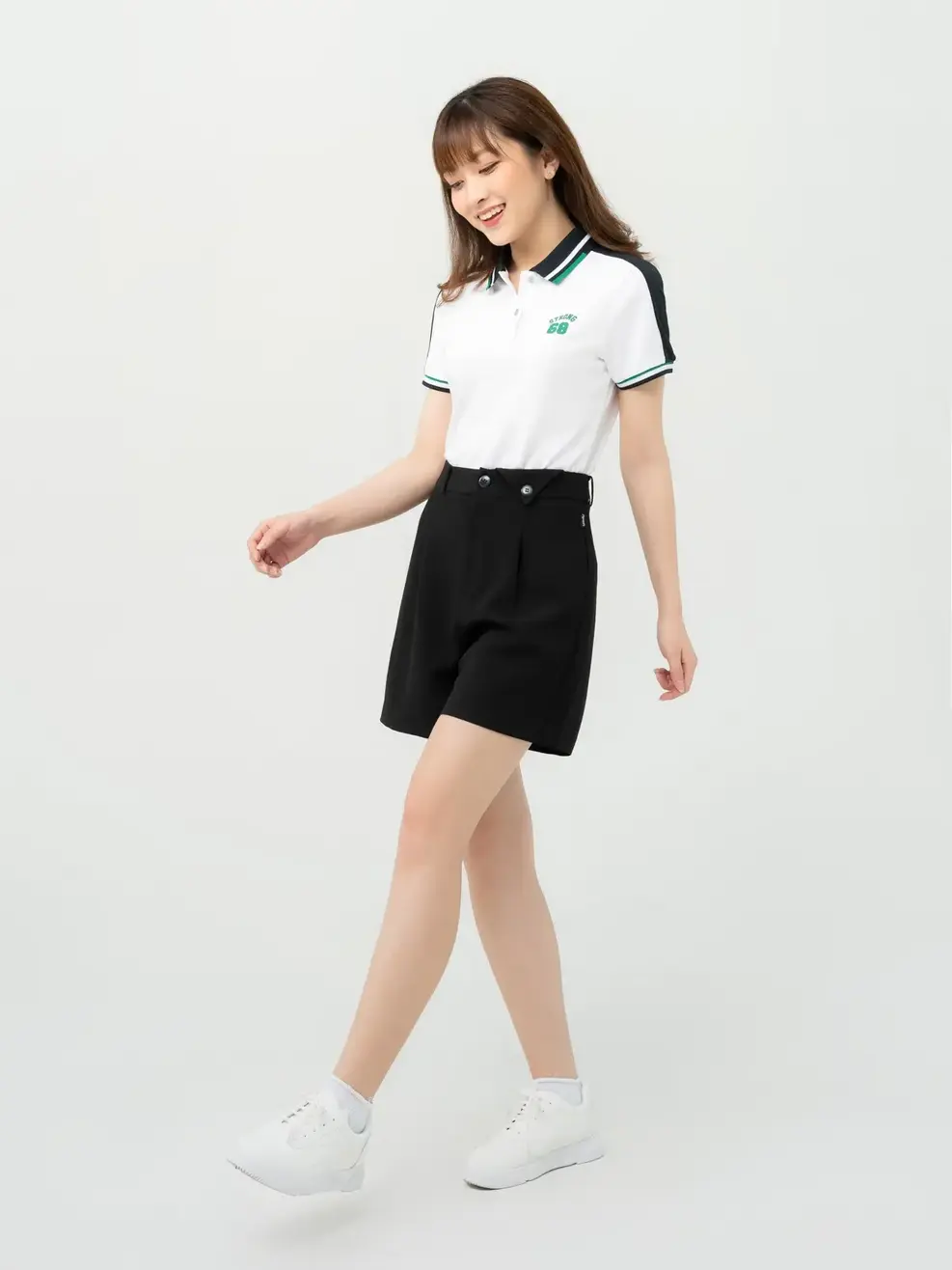 Quần Short Nữ Nắp Túi Cạp - Đen - S