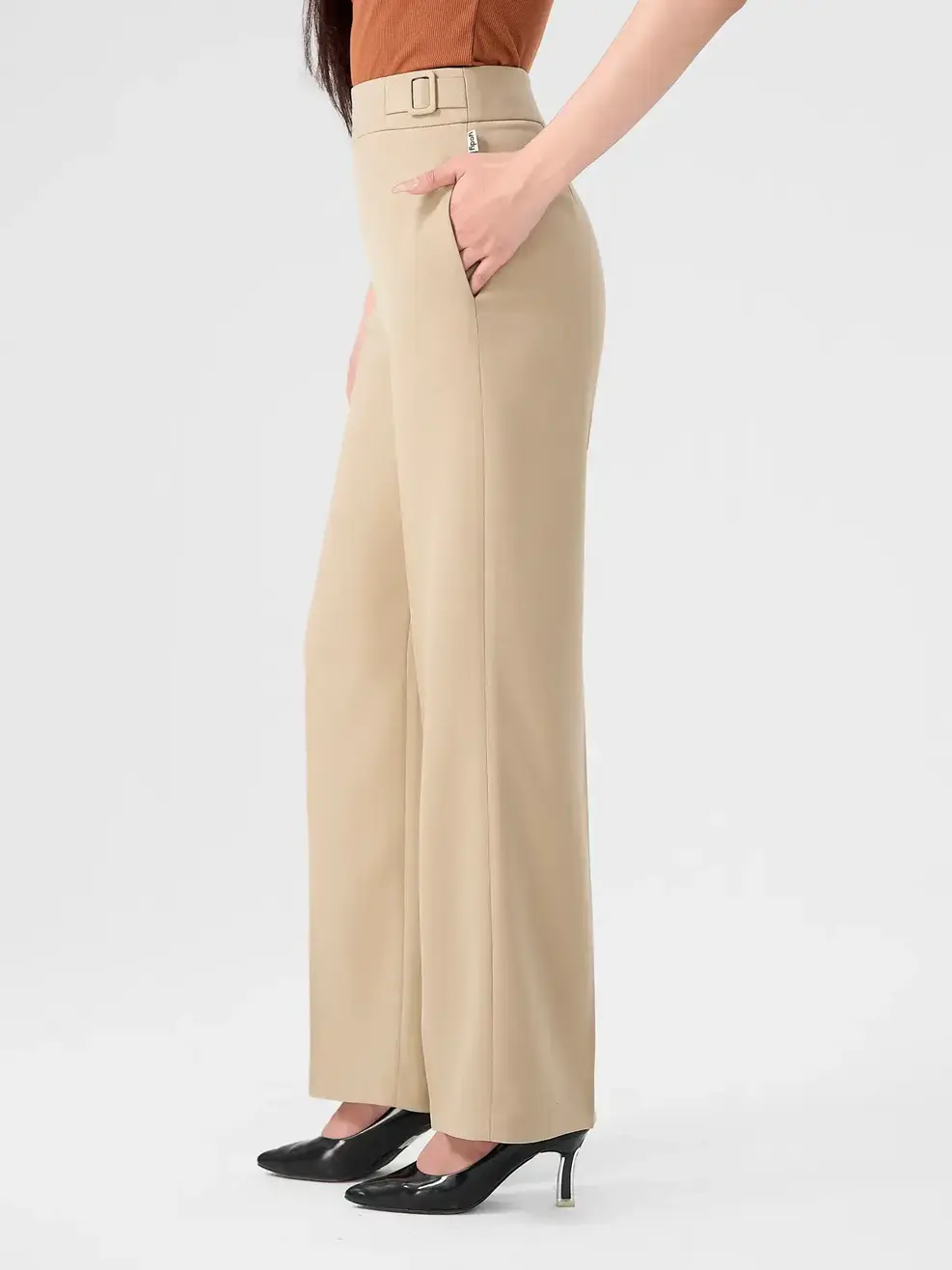 Quần Dài Nữ Kèm Đai Hai Bên Sườn ( Qan7020) - KHAKI  - M