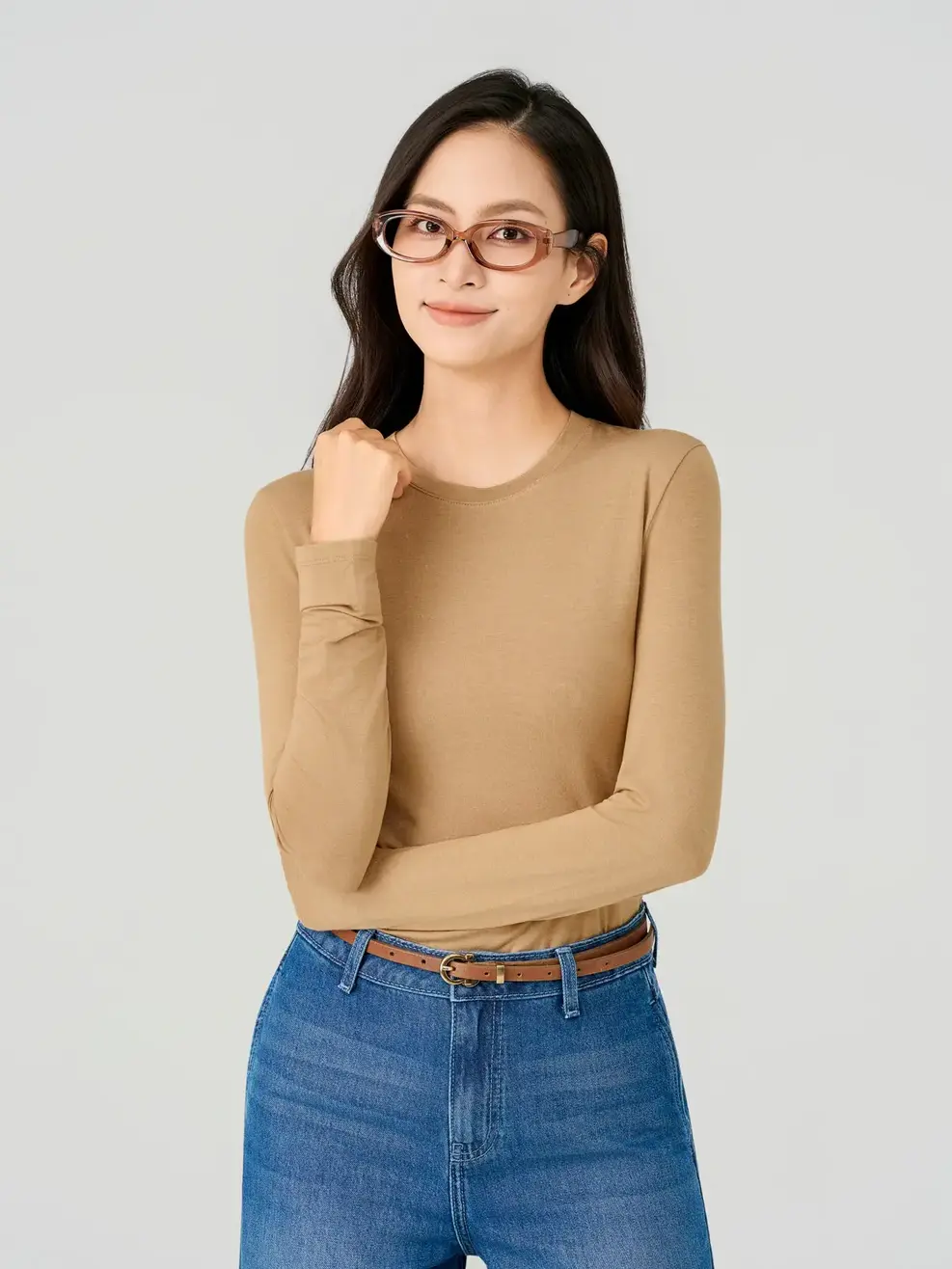 Áo Phông Giữ Nhiệt Nữ Cổ Tròn Slimfit - Nâu 124 - S