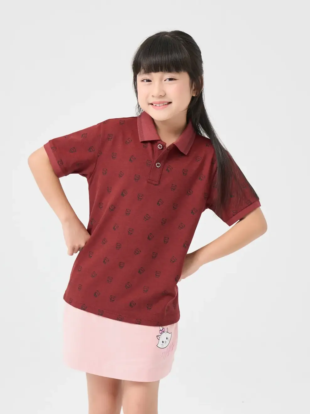 Polo Kid In Tràn Panda - Đỏ - 2