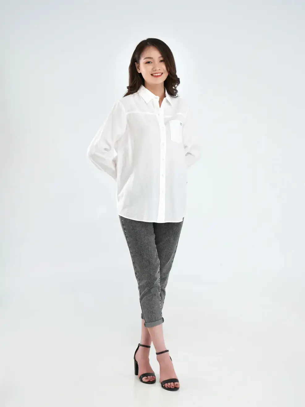Sơ mi dáng rộng - Trắng - M
