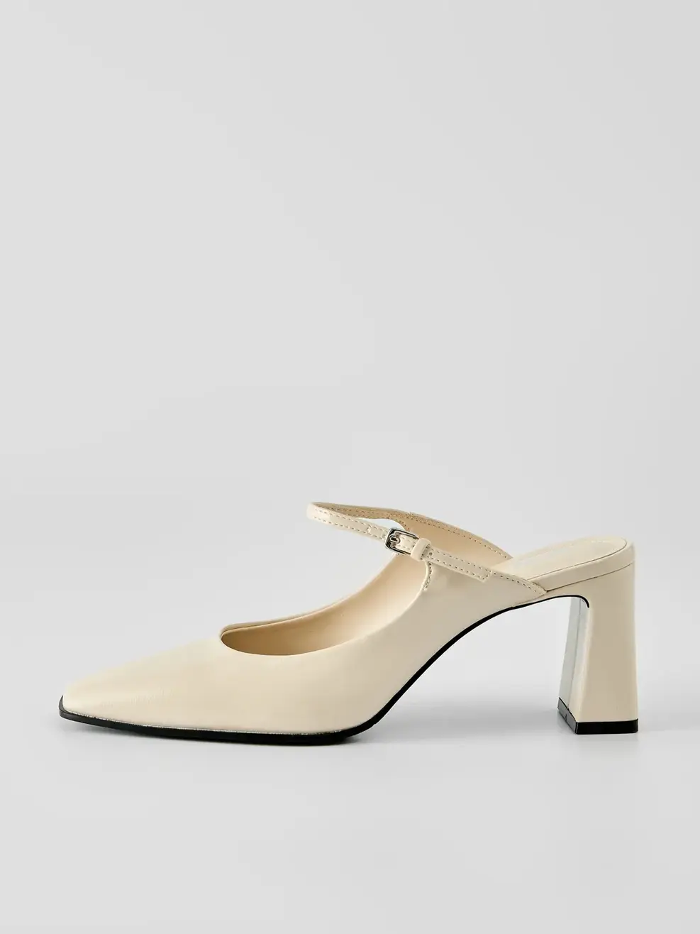 Giày Cao Gót Nữ Mũi Vuông Đế Bản To Hở Hậu - Trắng. - 35