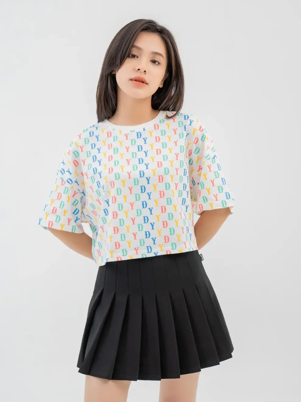 T-shirt Nữ Crotop In Tràn Yd Cotton Usa - Trắng 1 - F