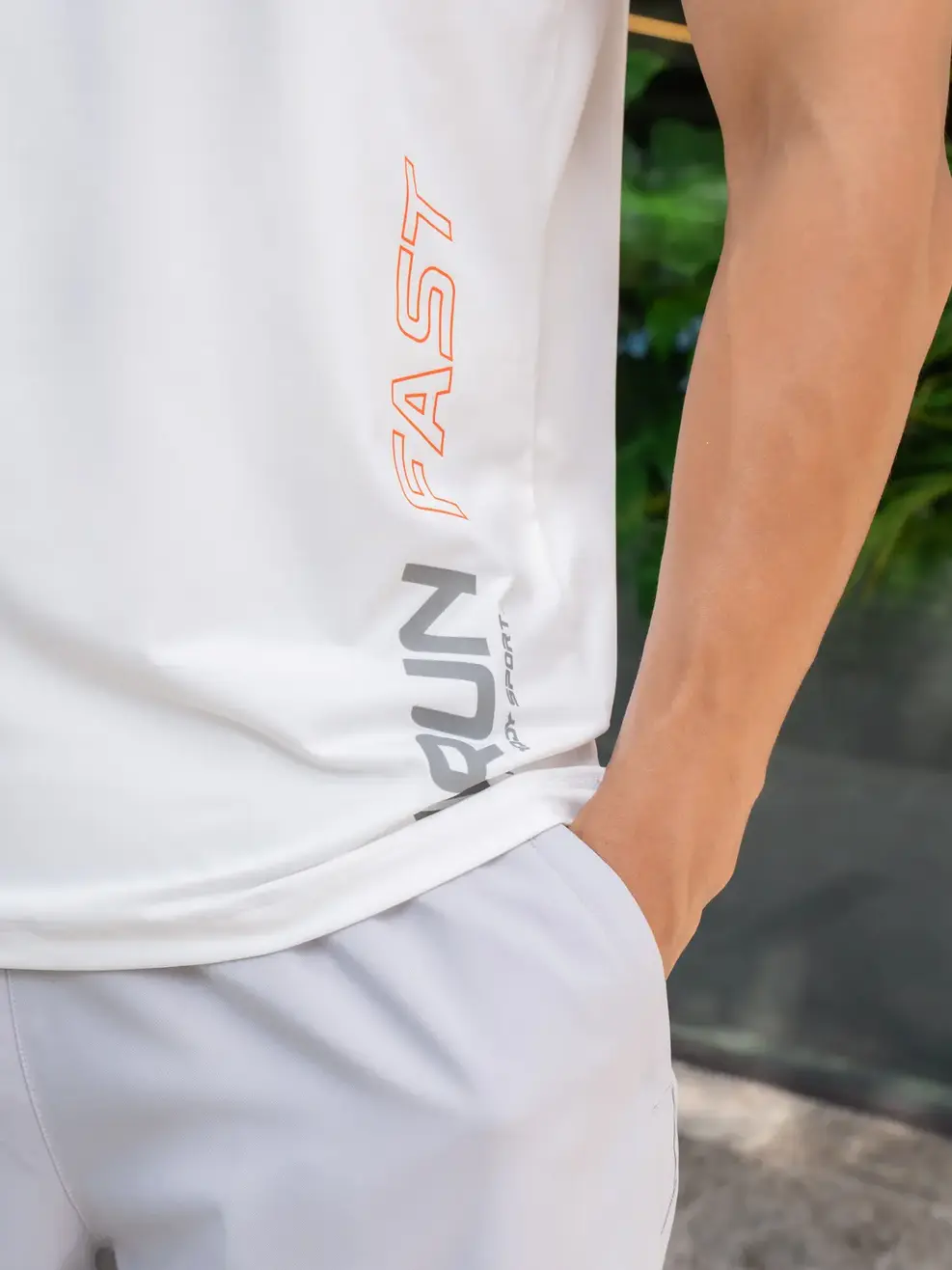 T-shirt thể thao nam Running fast - Trắng - 2XL