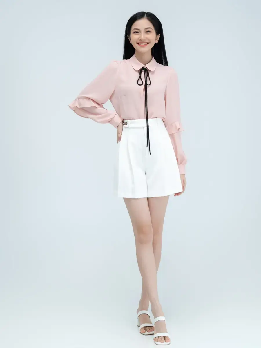 Sơ mi sen bèo tay - Hồng - L