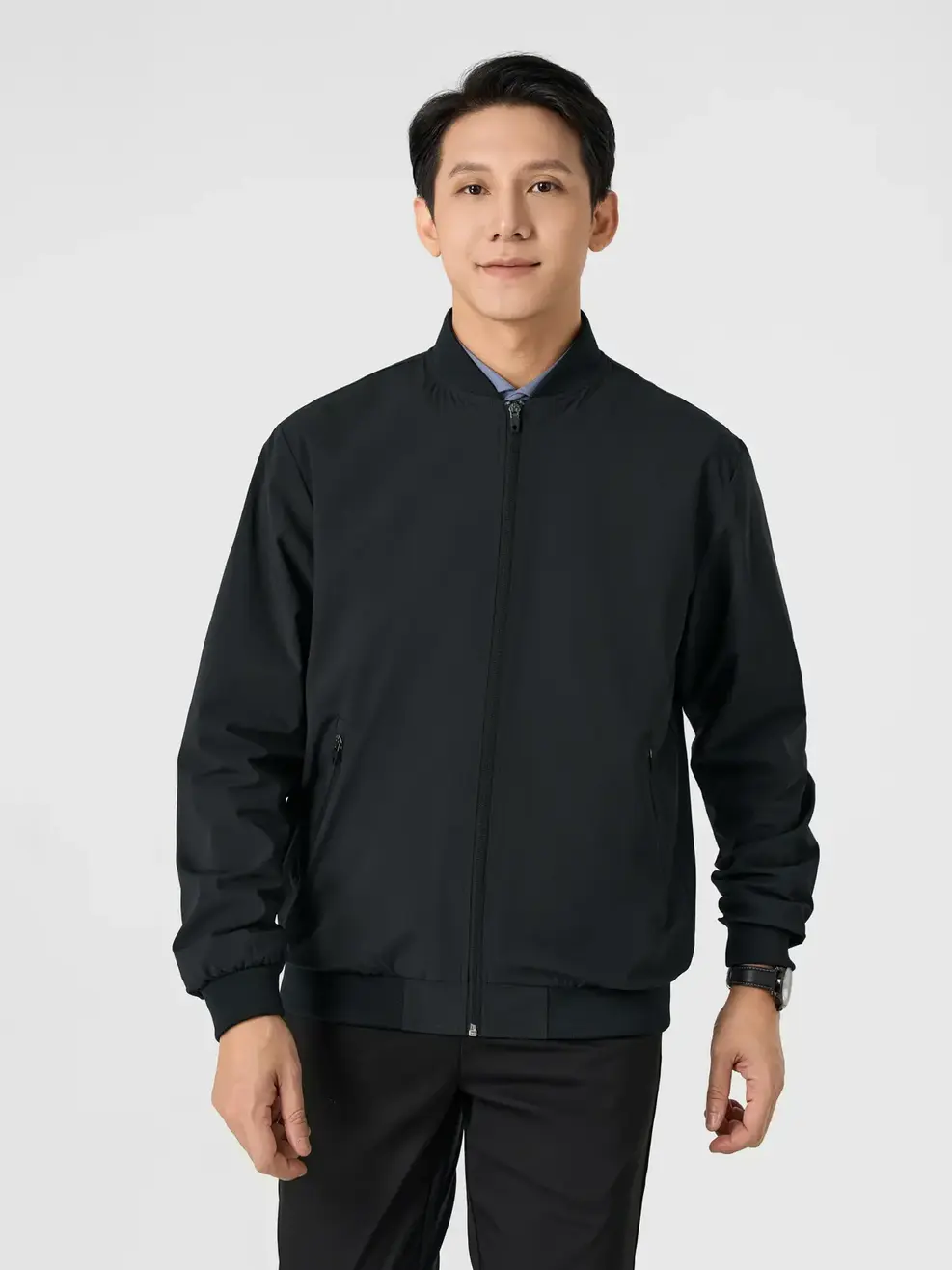 Áo Khoác Nam Bomber Phối Lót - Đen - M