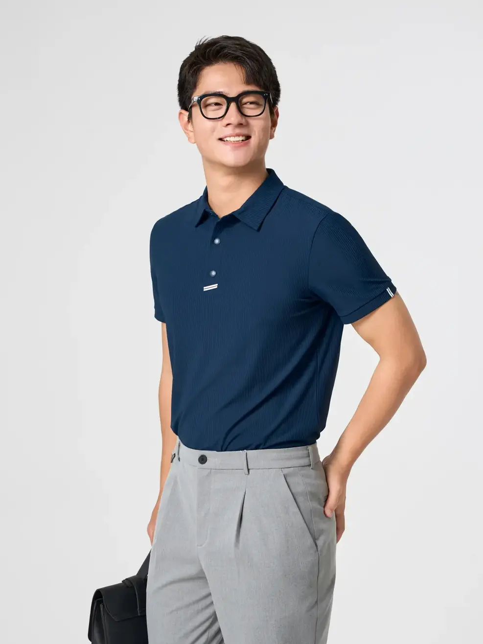 Áo Polo Nam Business Nẹp Phối Dây Dệt - Tím Than 006 - S