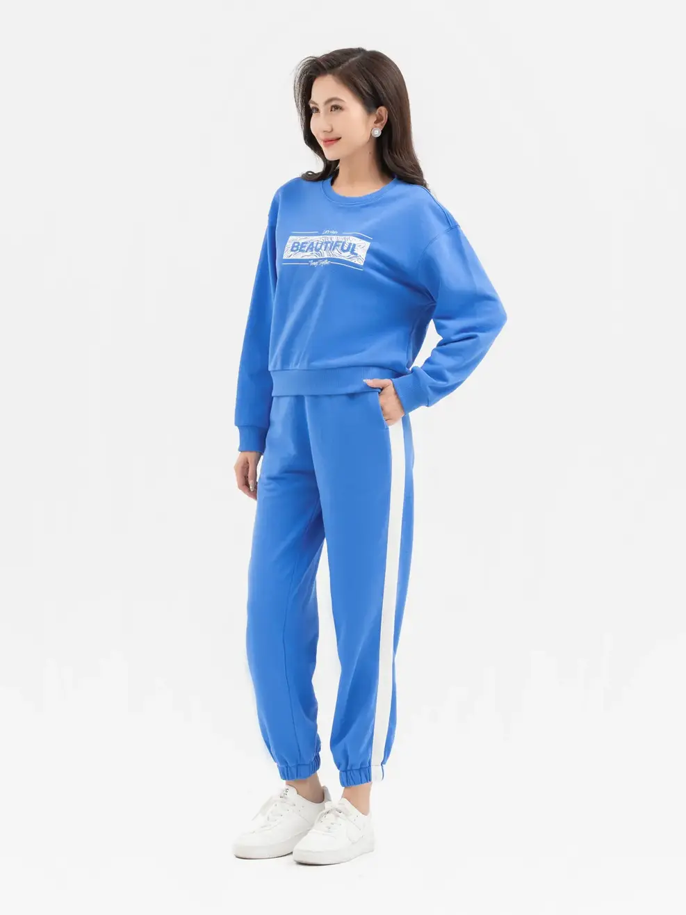 Bộ Đông Nữ Beautyfull Phối Quần - Xanh coban - S