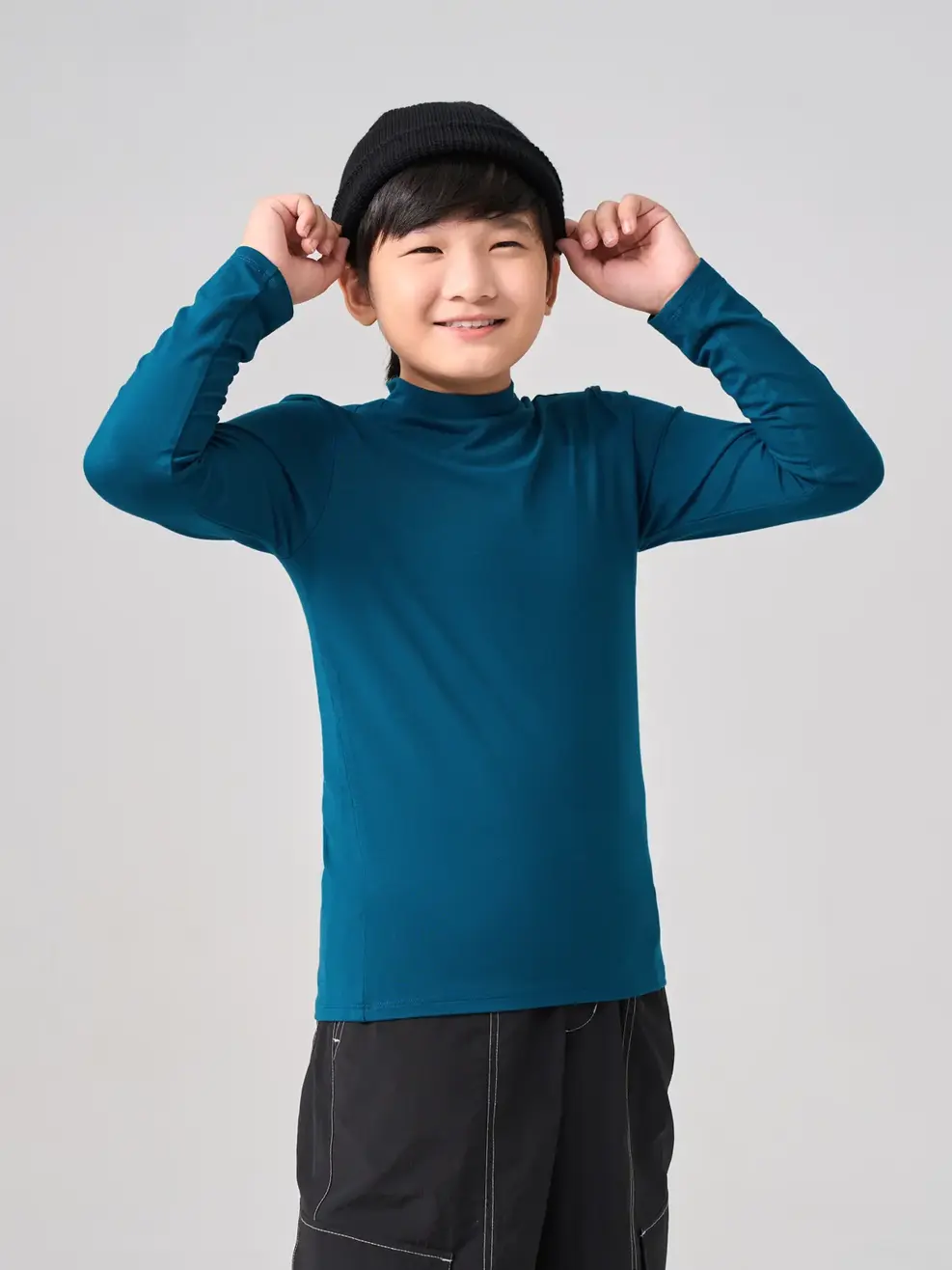 Áo Thu Đông Trẻ Em Giữ Nhiệt Cổ 3cm - Xanh cổ vịt - 10-11
