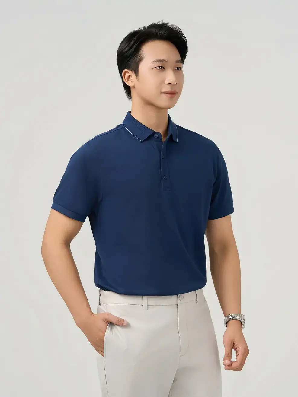 Áo Polo Nam Mắt Chim Cơ Bản Dáng Suông - Tím Than 006 - S