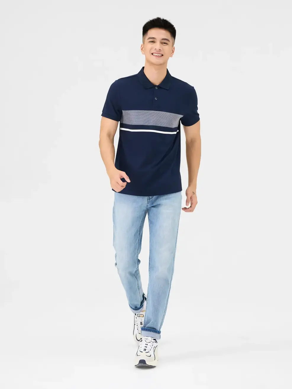 Áo Polo Nam Mắt Chim In Trước Ngực 3d - Navy - M