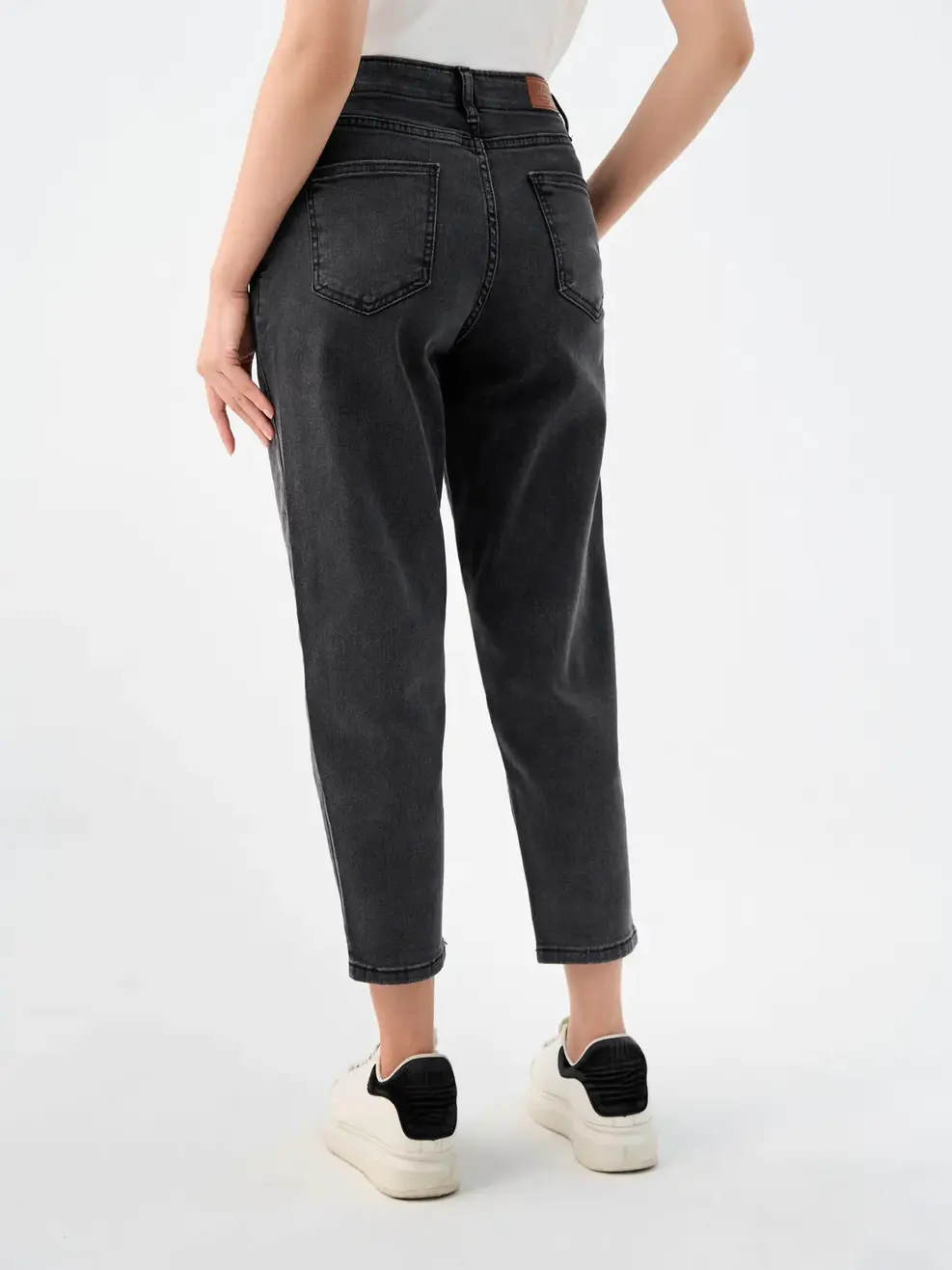 Jean nữ baggy cạp liền co giãn - Đen chì - 31