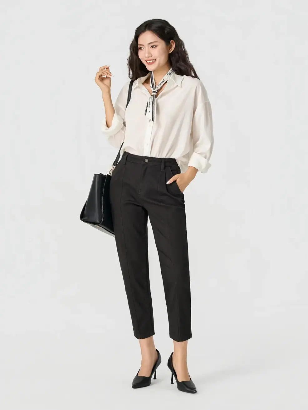 Quần Jeans Nhuộm Màu Baggy Xếp Ly - ĐEN 002 - 26