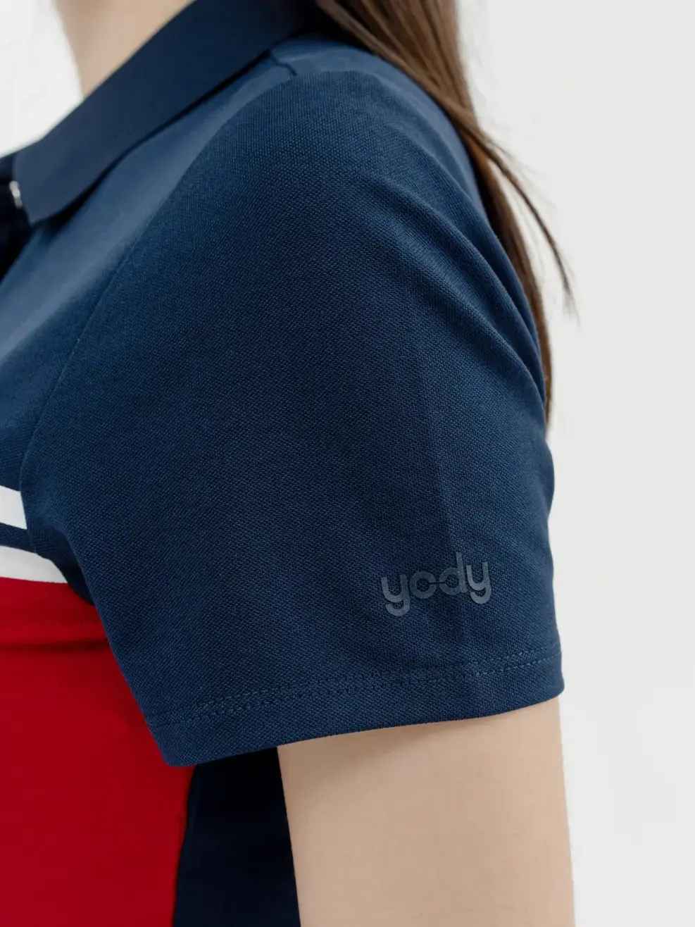 Áo Polo Nữ Mắt Chim Phối Màu In Kẻ - Đỏ - S