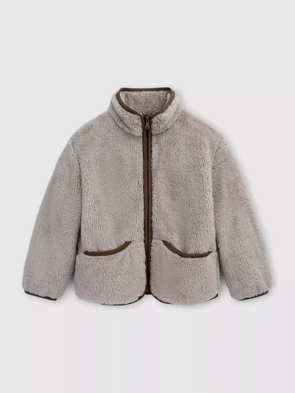 Áo Khoác Lông Kids Cổ Trụ - Be 118 - 110